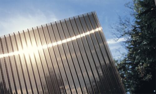 Sample of bronze tinted polycarbonate roofing sheet