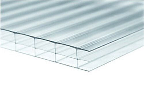 Sample of clear multi-wall polycarbonate roofing sheet